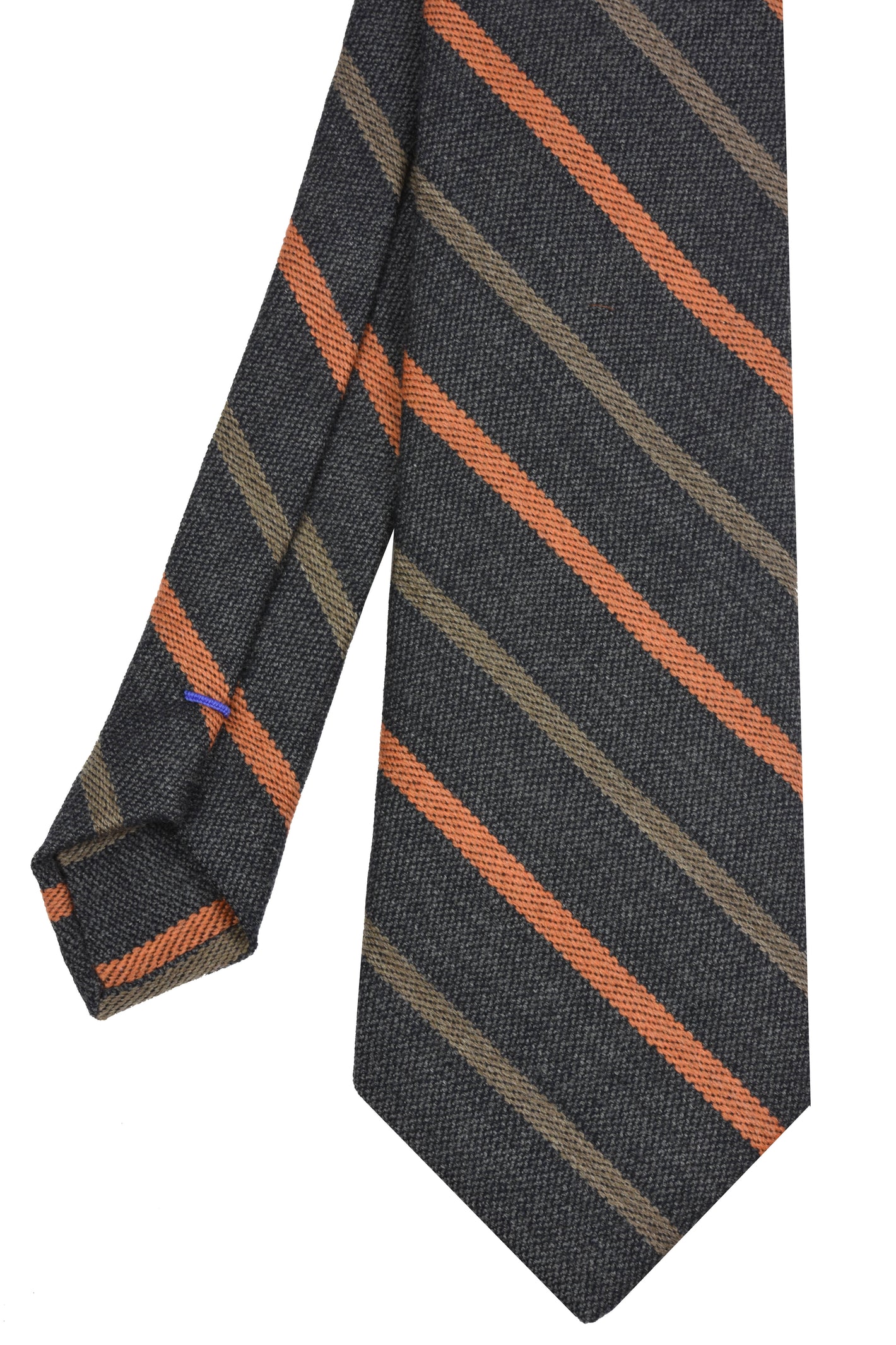 {[en]:Rust & Camel Stripes on Dark Charcoal Gray Wool Tie