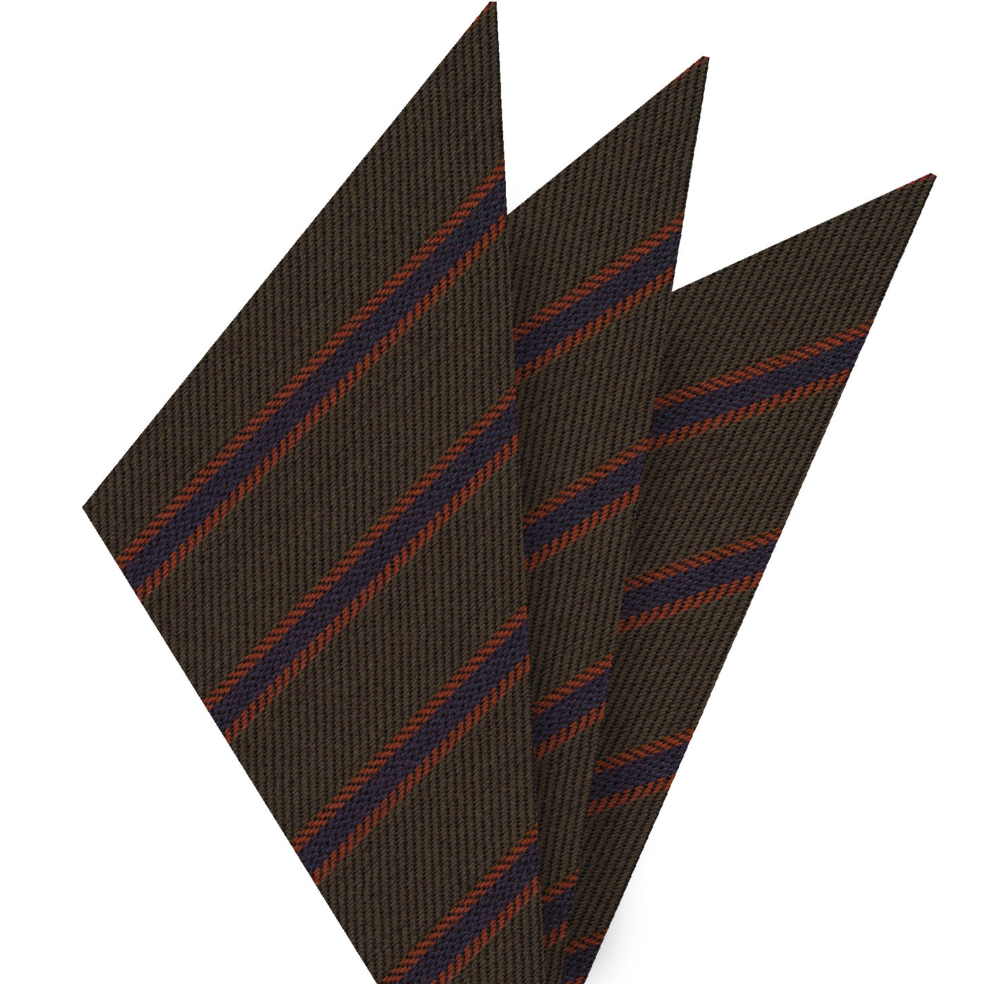 {[en]:Navy Blue & Burnt Orange Stripe on Dark Chocolate Cashmere Tie