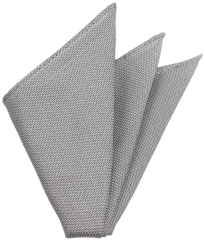 {[en]:Charcoal Gray/Silver Grenadine Fina Silk Pocket Square