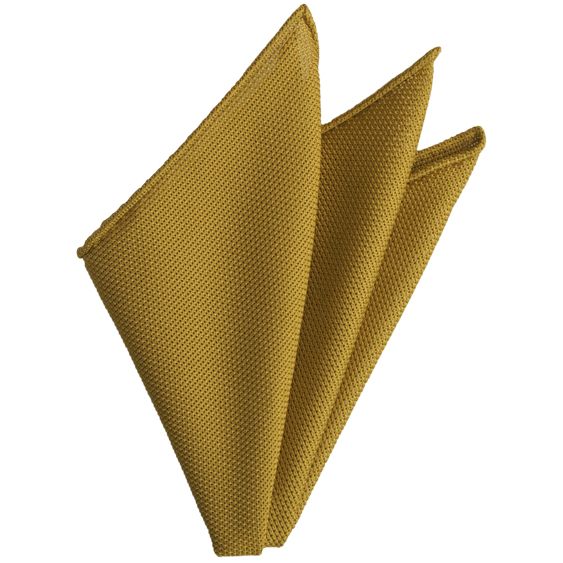 {[en]:Dark Gold Grenadine Fina Silk Pocket Square