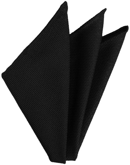 {[en]:Black Silk Grenadine Fina Pocket Square