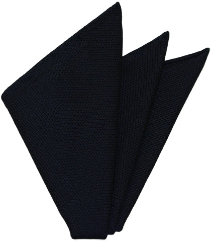 {[en]:Midnight Blue Grenadine Fina Silk Pocket Square