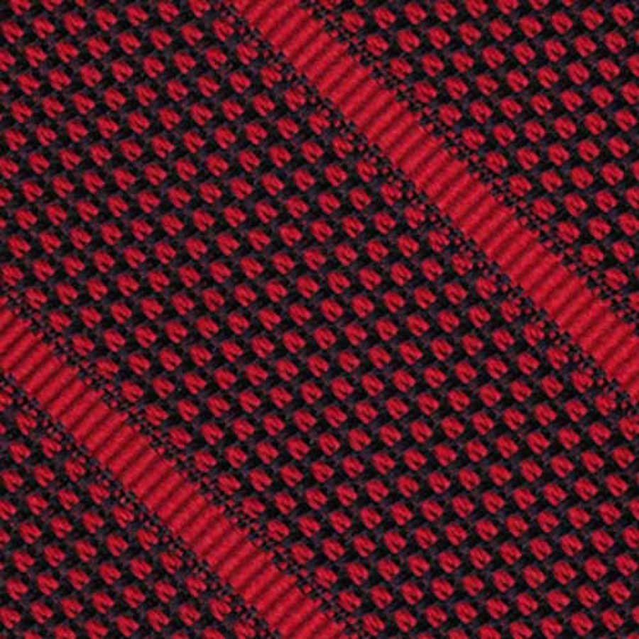 Red Stripe On Midnight Blue With Red Grenadine Fina Stripe Silk Bow Tie #1