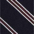 Dark Red & White On Midnight Blue Grenadine Fina Stripe Silk Bow Tie #4