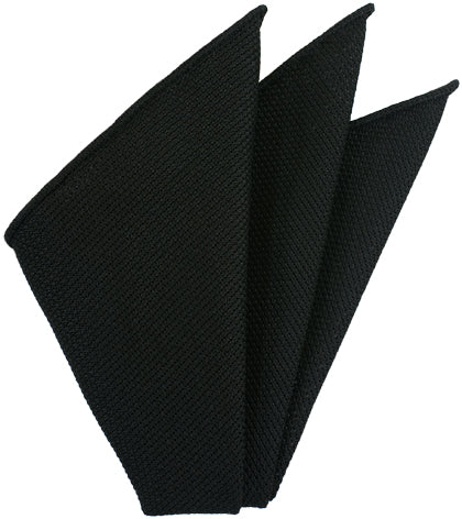 {[en]:Black Piccola Grenadine Silk Pocket Square