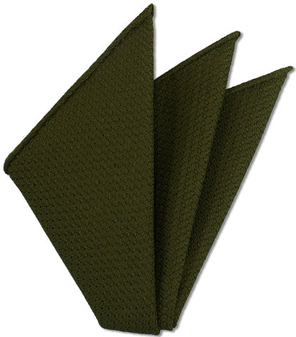 {[en]:Olive Green Prometeo Grenadine Silk Pocket Square