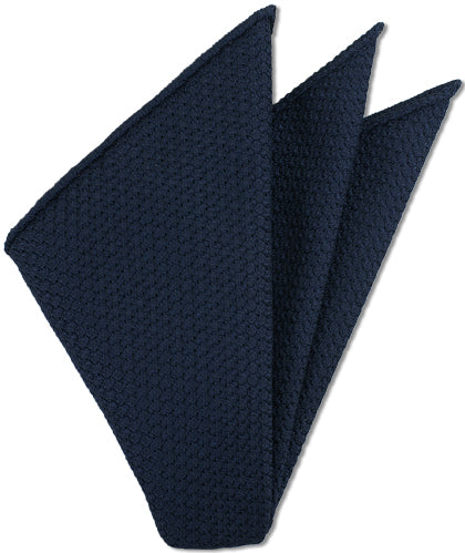 {[en]:Navy Blue Prometeo Grenadine Silk Pocket Square