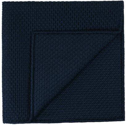 {[en]:Navy Blue Prometeo Grenadine Silk Pocket Square