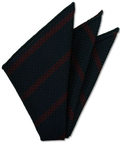 {[en]:Red Stripe On Midnight Blue Grenadine Grossa Pocket Square