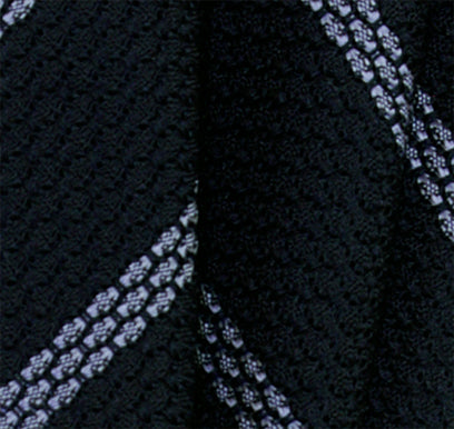 {[en]:Powder Blue Stripe On Midnight Blue Grenadine Grossa Silk Pocket Square