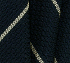 {[en]:Off White Stripe On Midnight Blue Grenadine Grossa Silk Pocket Square