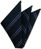 {[en]:Lavender Stripe On Midnight Blue Grenadine Grossa Silk Pocket Square