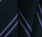 {[en]:Lavender Stripe On Midnight Blue Grenadine Grossa Silk Pocket Square