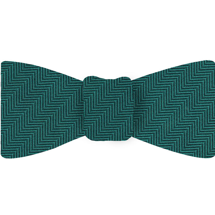 {[en]:Turquoise Herringbone Silk Bow Tie