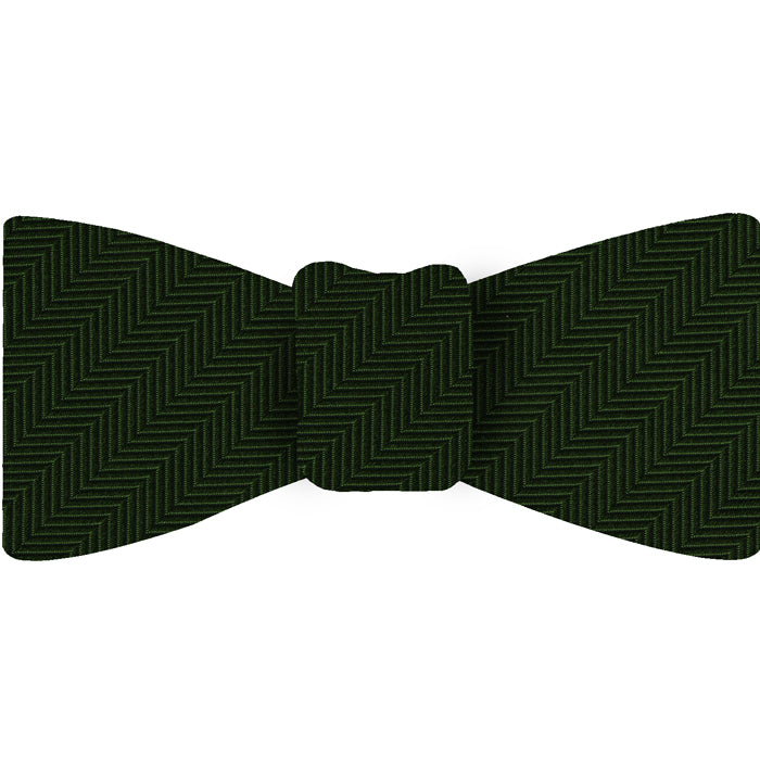{[en]:Forrest Green Herringbone Silk Bow Tie