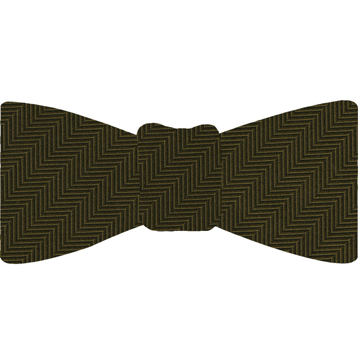 {[en]:Olive Green Herringbone Silk Bow Tie