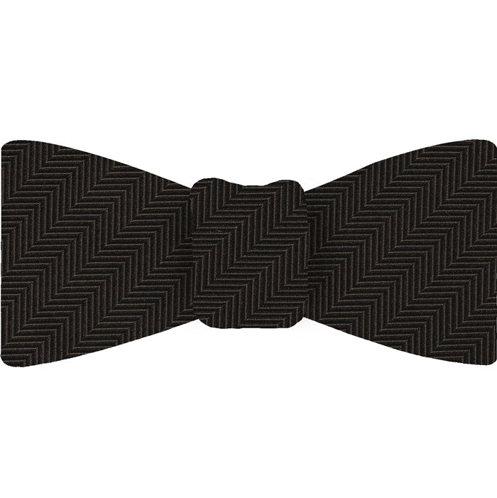 {[en]:Bitter Chocolate Herringbone Silk Bow Tie