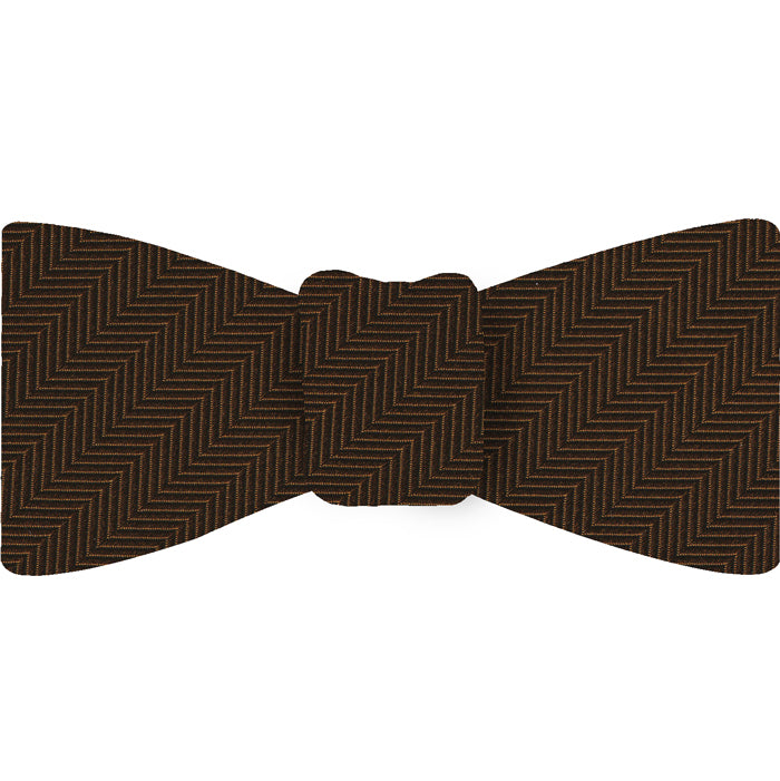 {[en]:Chocolate Herringbone Silk Bow Tie