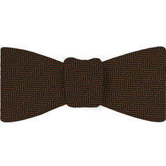 {[en]:Chocolate Herringbone Silk Bow Tie