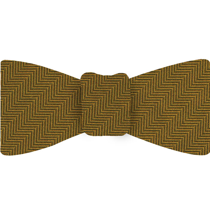 {[en]:Gold Herringbone Silk Bow Tie