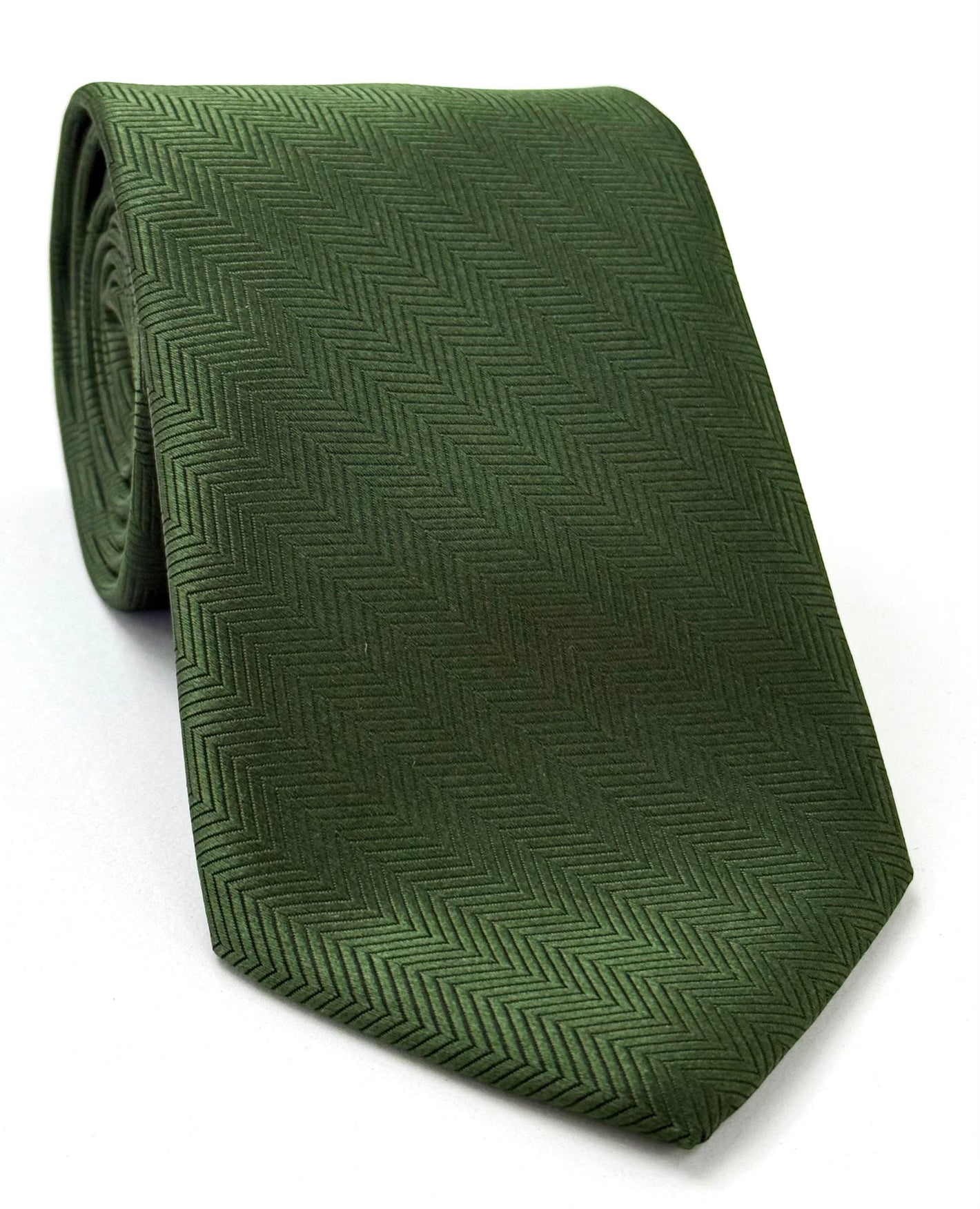 Forest Green Herringbone Silk Tie HBT-11