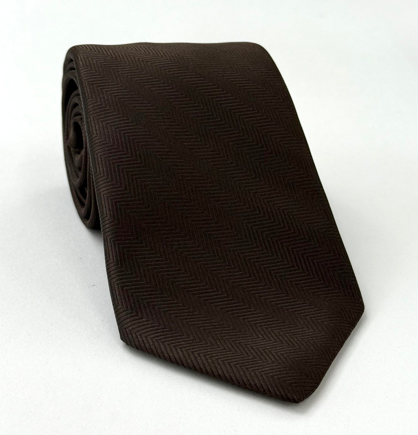 [Bitter Chocolate Herringbone Silk Tie HBT-4]