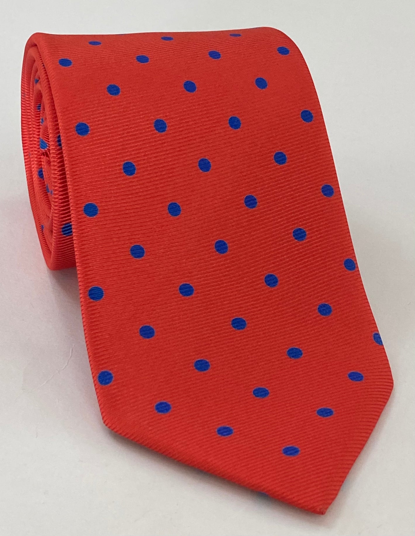 Blue on Red Print Dot Silk Tie MCDT-36