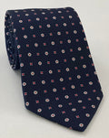 灰色與紅色海軍藍 Macclesfield 印花絲質領帶 MCT-679