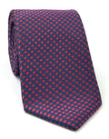 Red & Midnight Blue on Navy Pattern Silk Tie IPT- 4