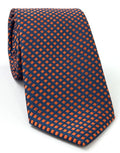 Burnt Orange & Midnight Blue on Navy Blue Pattern Silk Tie IPT-5