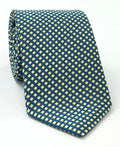 Yellow & Midnight Blue on Blue Pattern Silk Tie IPT-9
