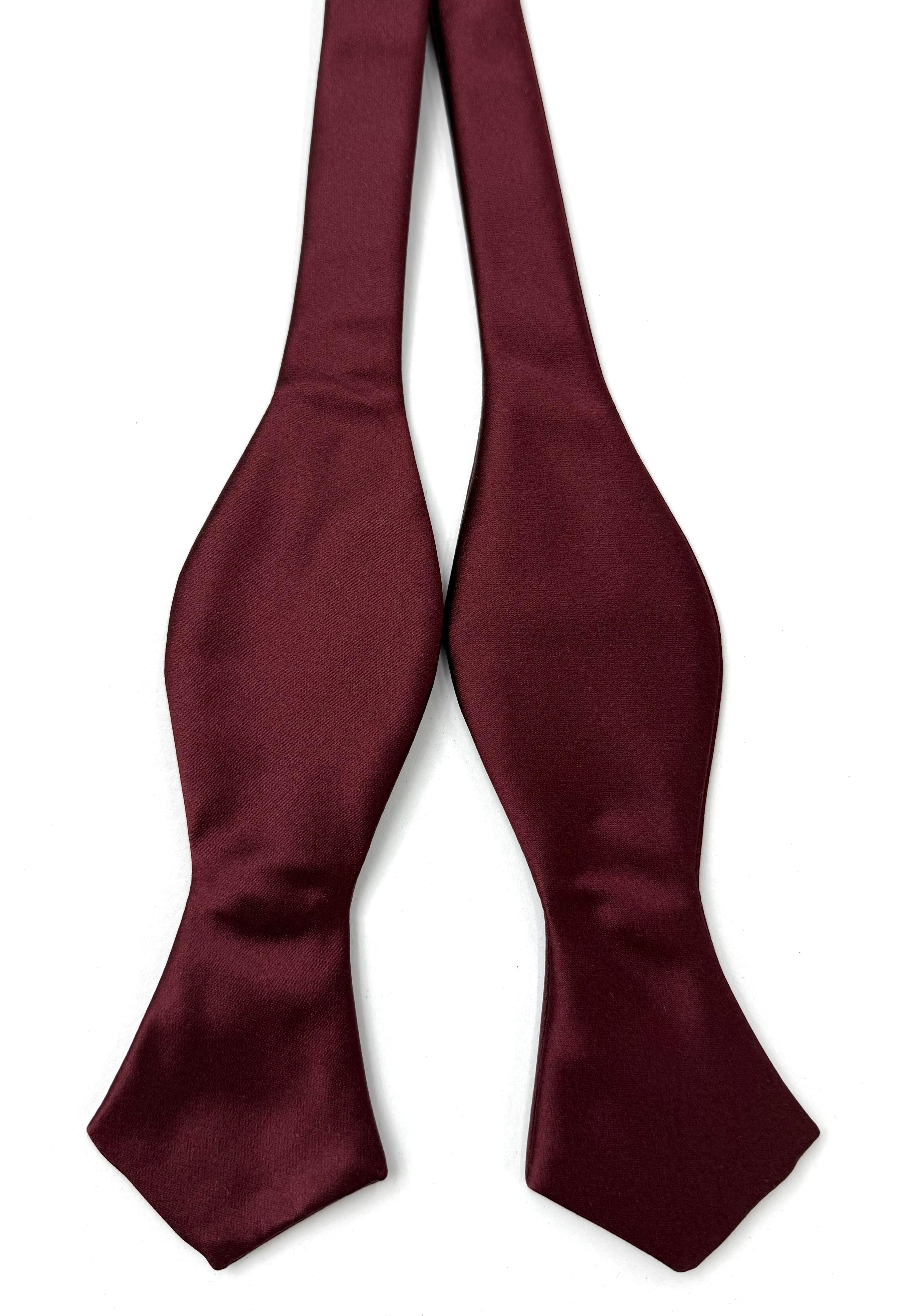 버건디 새틴 실크 나비 넥타이 #ISABT-11