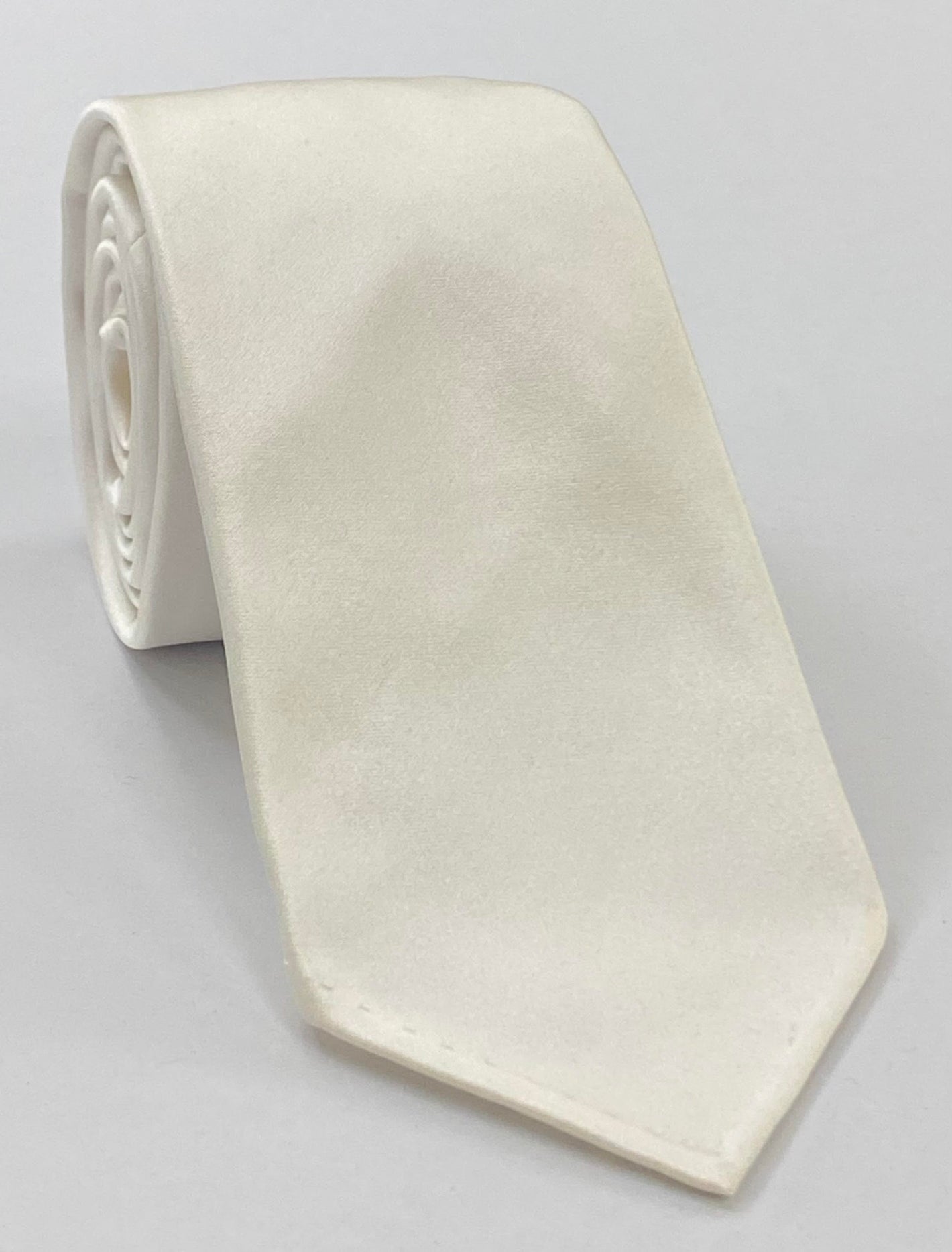 Natural White Italian Satin Silk Tie ISAT-16