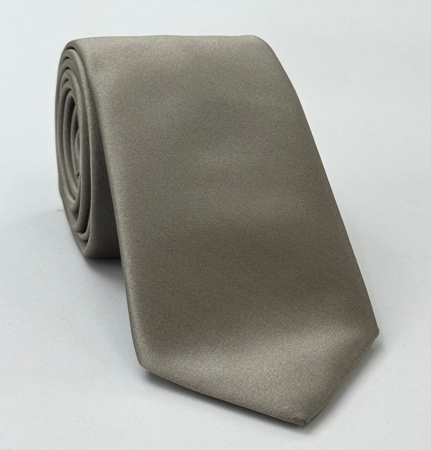 Silver Brown Satin Silk Tie ISAT-2