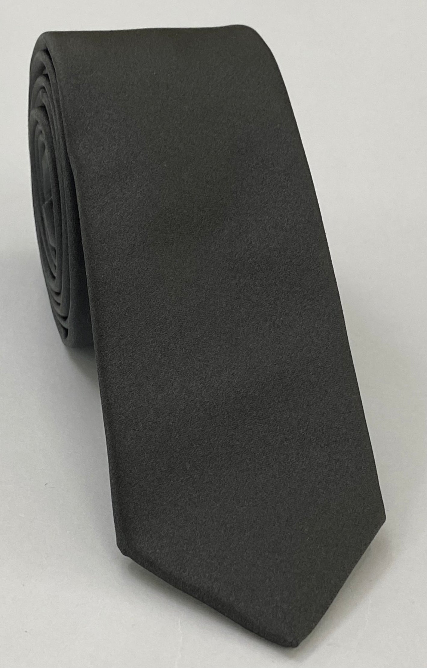 Dark Charcoal Gray Satin Silk Tie #ISAT-4