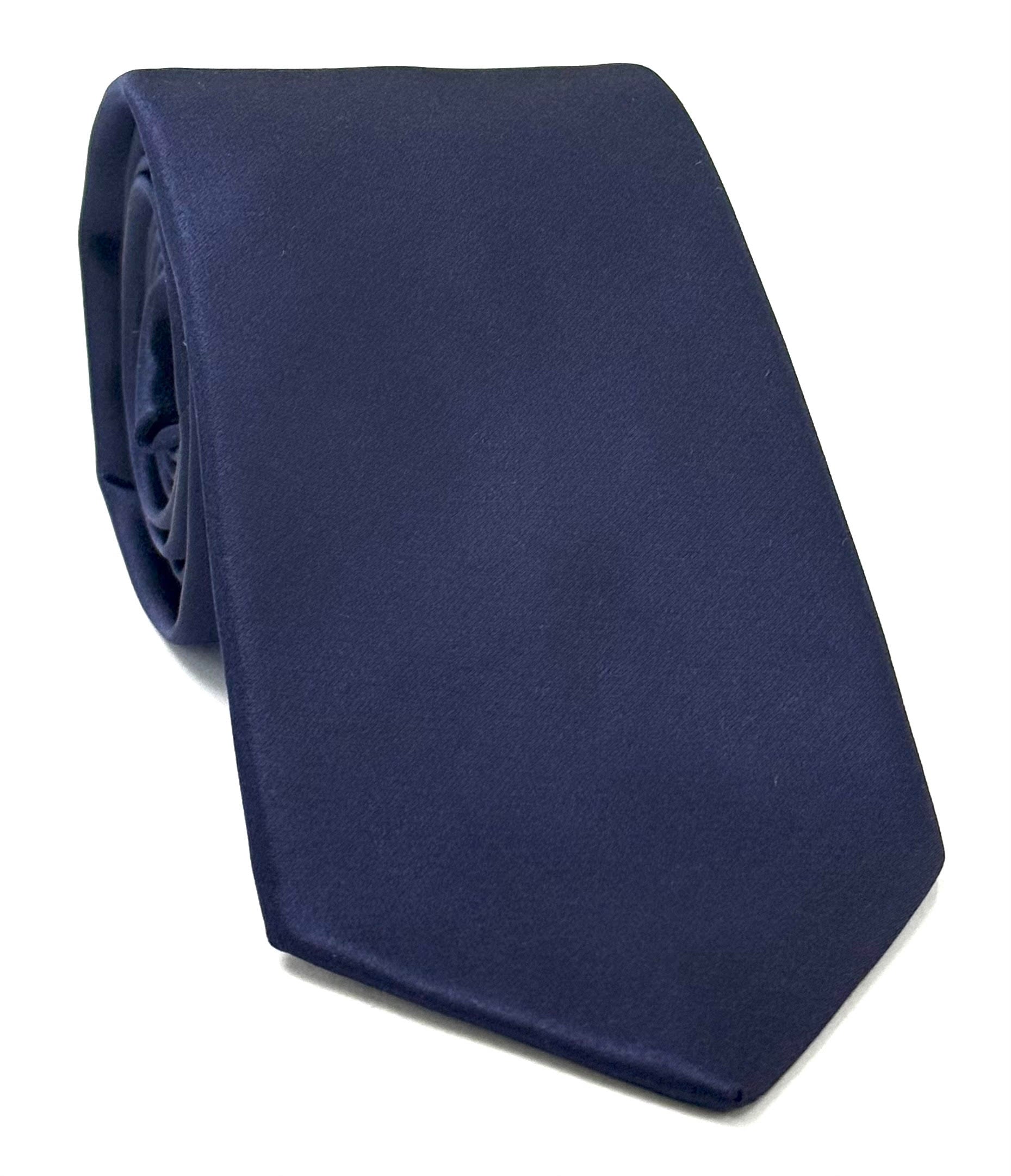 Dark Navy Blue Satin Silk Tie ISAT-7