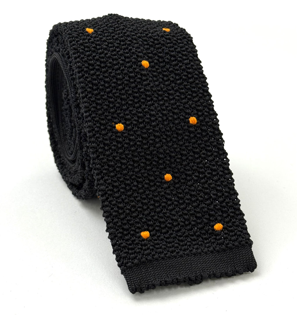 Black Knit Tie with Dots  KDT-1