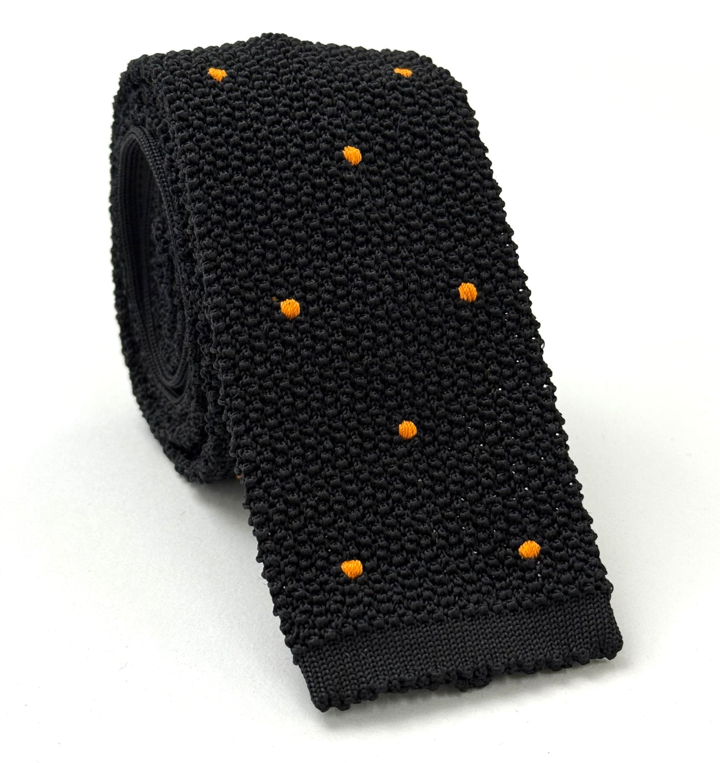 Black Knit Tie with Dots  KDT-1