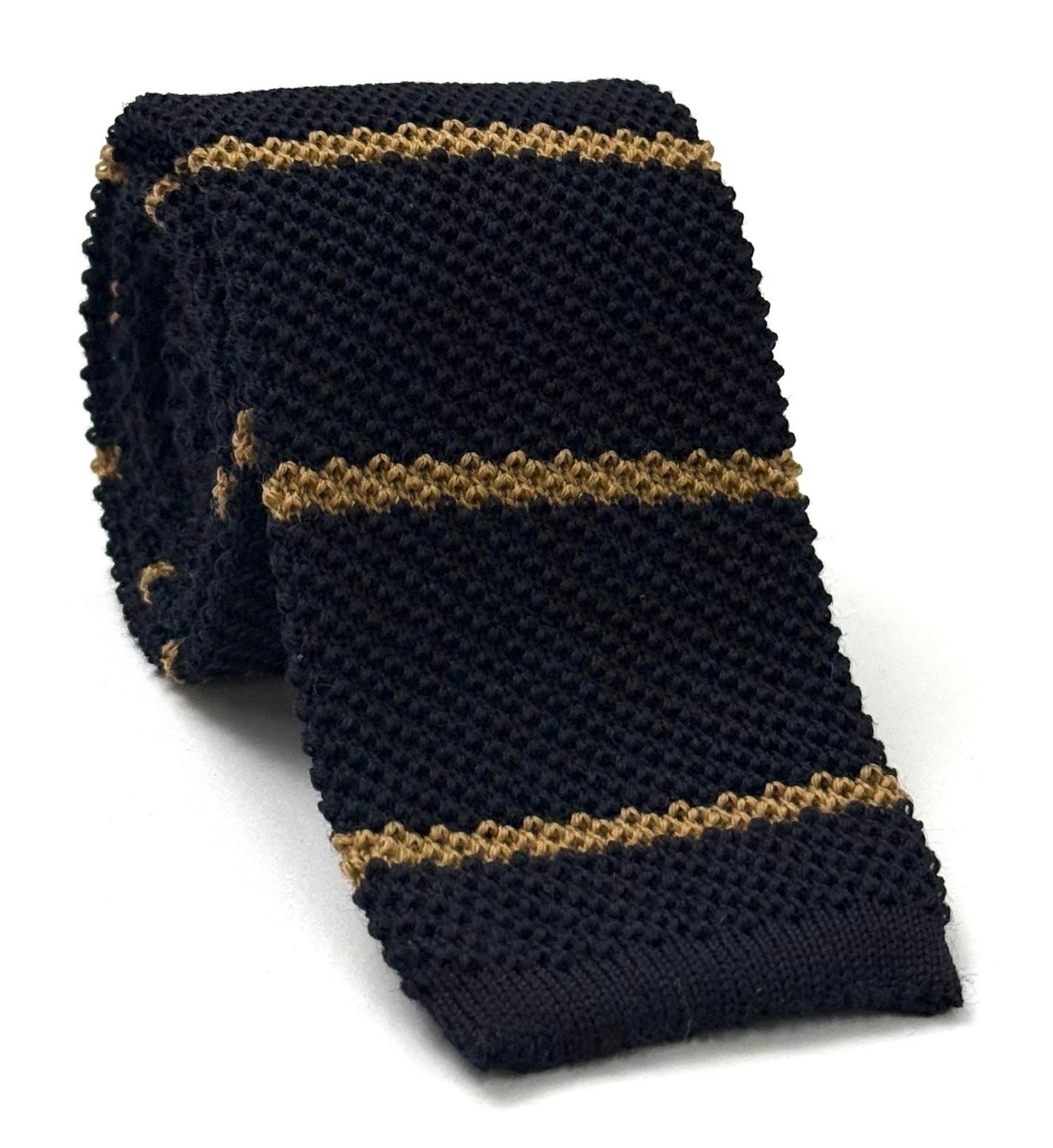 Brown on Midnight Blue Stripe Knit Tie KSCT-2