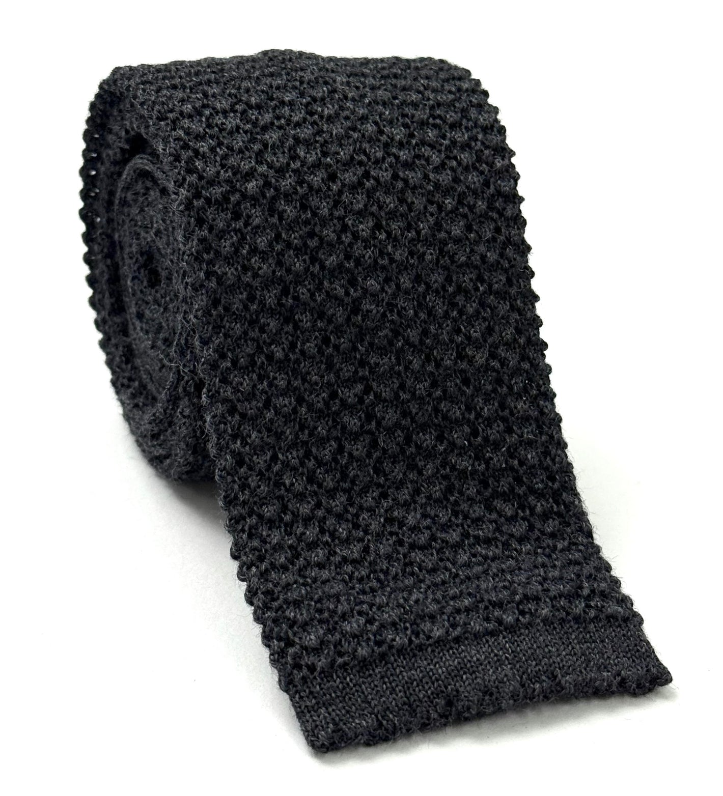 Charcoal Gray Wool Knit Tie KWT-13