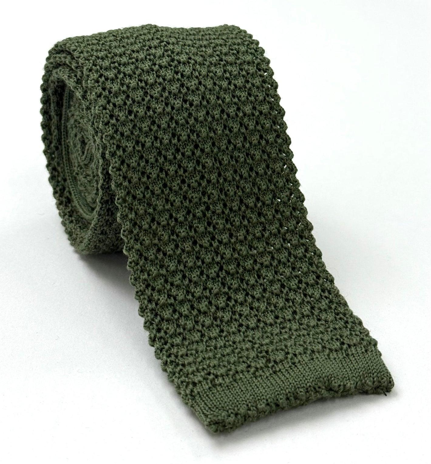 Olive Green Wool Knit Tie KWT-9