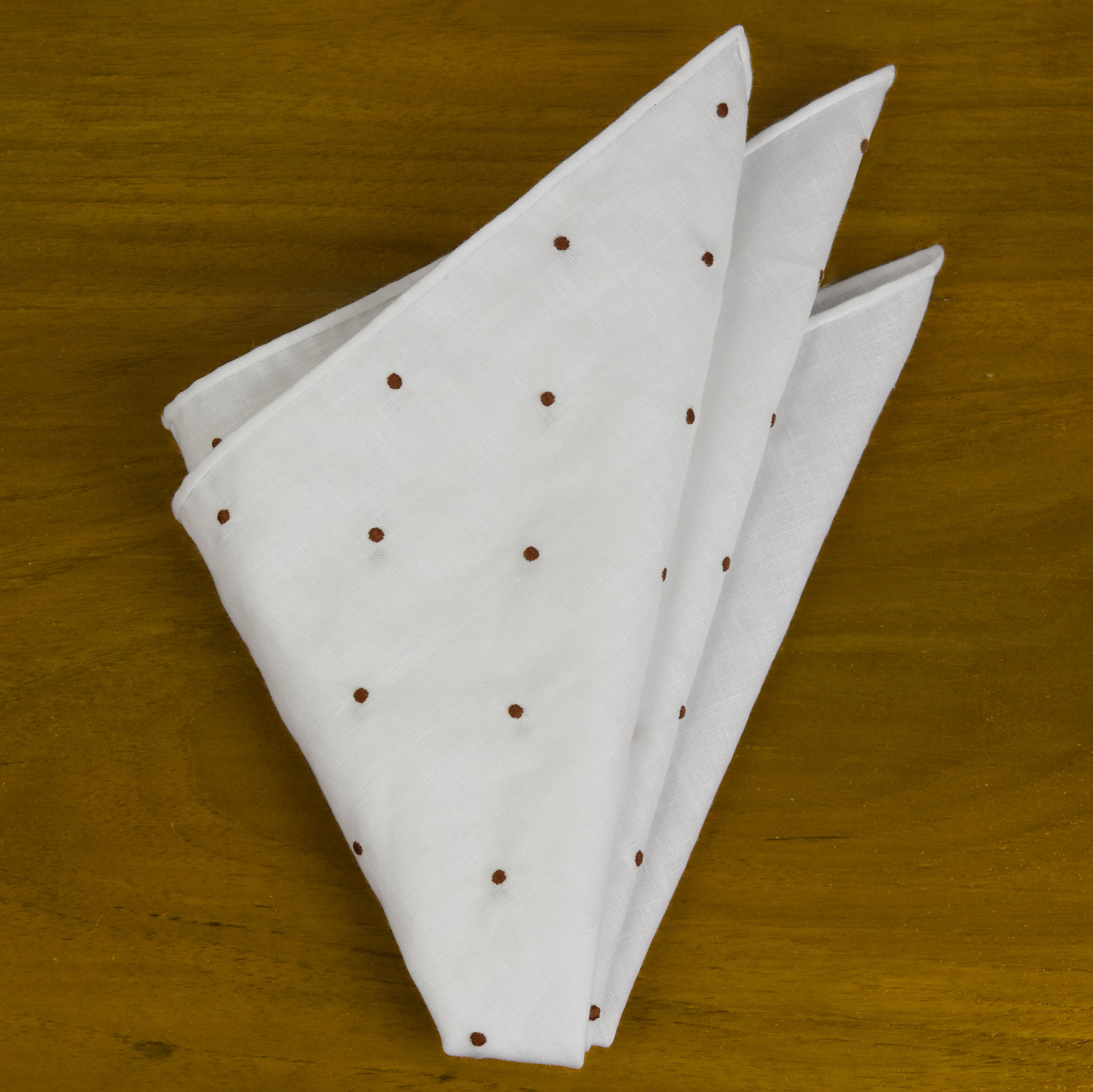 {[en]:Belgian Linen With Chocolate (Hand Sewn) Pin Dots Pocket Square