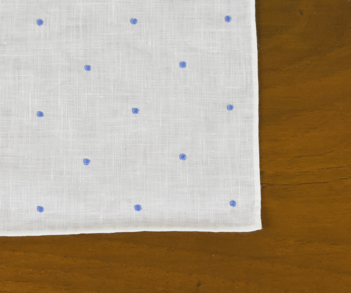 벨기에 린넨 스카이 블루 (핸드 스티치) 핀 도트 포켓 스퀘어 LLDPS-3