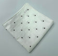 Belgian White Linen With Burgundy Embroidered Stars Pocket Square LLEP-10