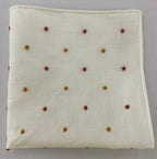 Belgian White Linen With Gold & Burnt Orange Embroidered Stars Pocket Square LLEP-26 & 29