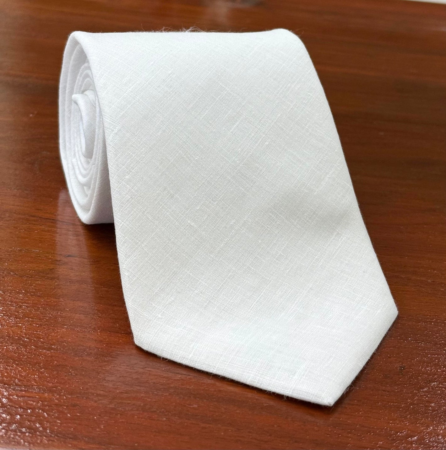 White Belgian Linen Tie LLT-1