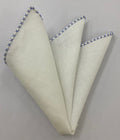 Sky Blue X Pattern Belgian White Linen Pocket Square LLXP-3