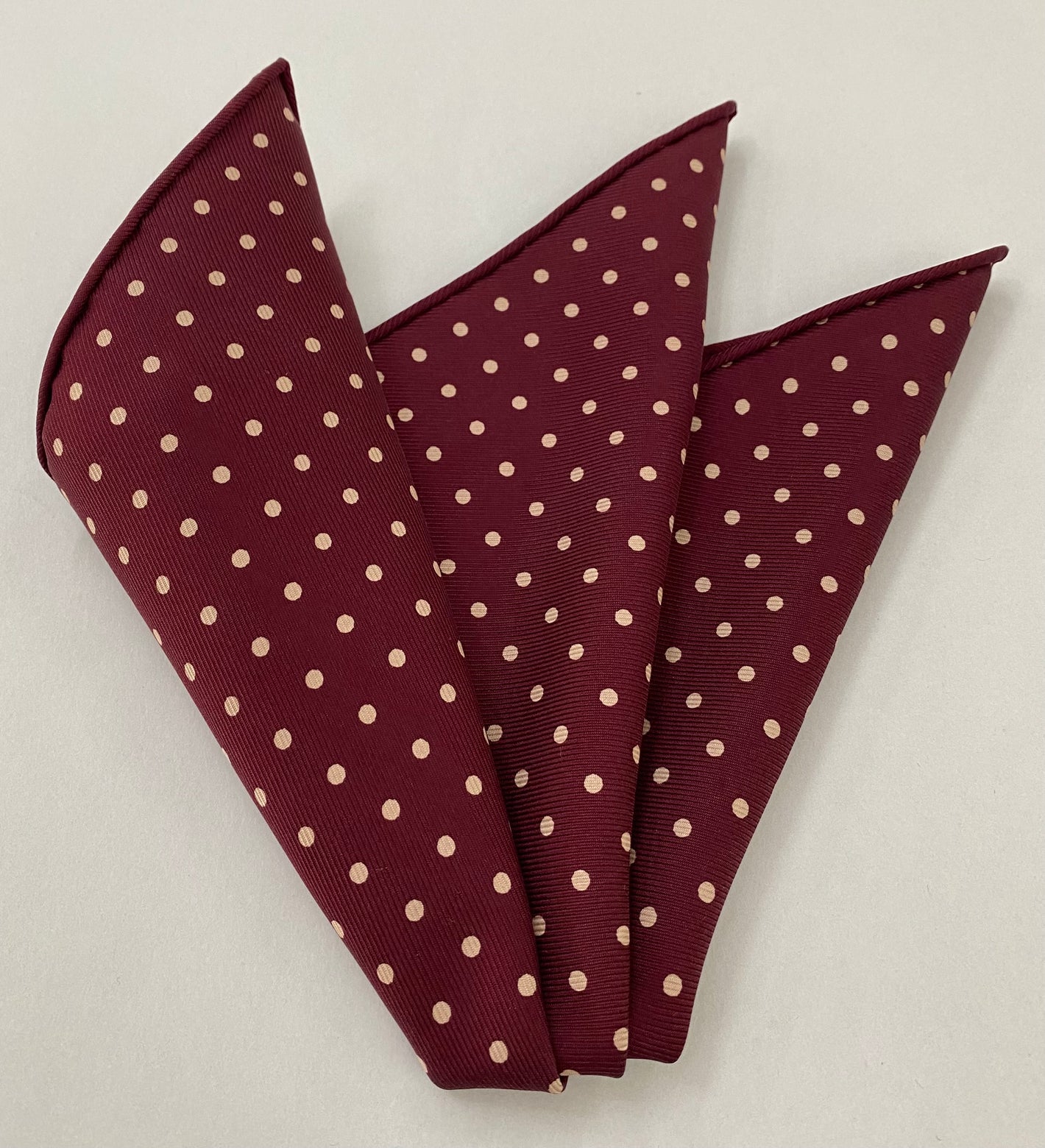 오프화이트 버건디 맥클스필드 프린트 실크 포켓 스퀘어 #MCDP-18