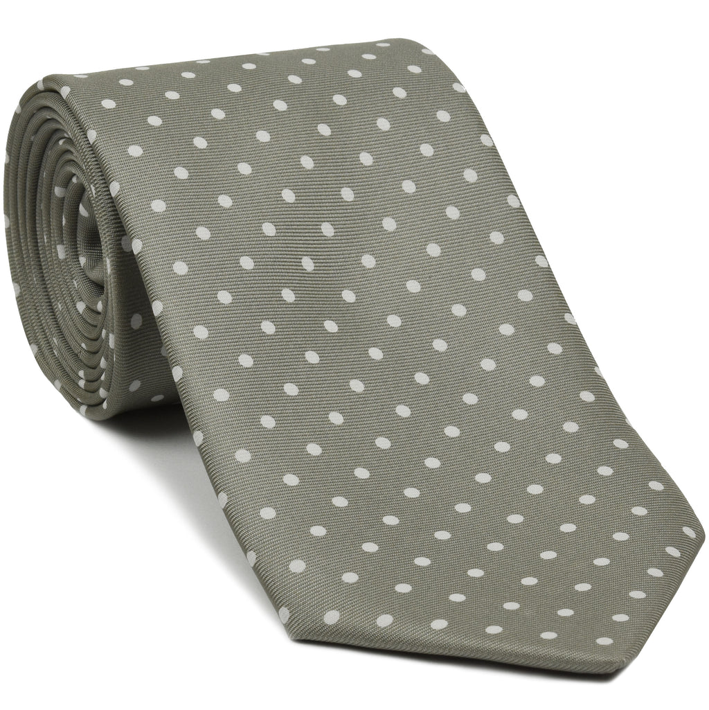 {[en]:White on Silver Brown Macclesfield Printed Silk Tie