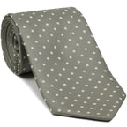 {[en]:White on Silver Brown Macclesfield Printed Silk Tie